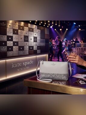 kate spade White Crossbody Bag with Silver Glitter Panel
